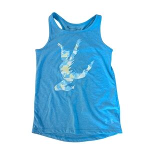 EUC Under Armour Girls Size 5 XS Gymnast Dancer Leap Blue Racerback Tank